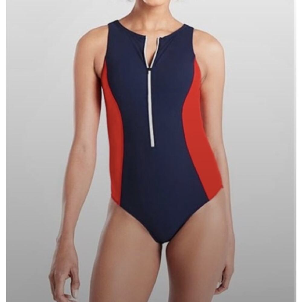 Athleta Colorblock Front One Piece Swimsuit Size Small